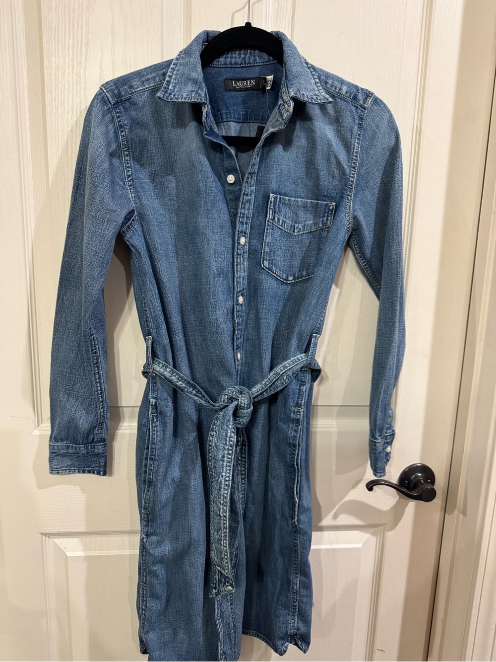 Ralph Lauren NWT Denim Shirt Dress with Tie Belt - Blue